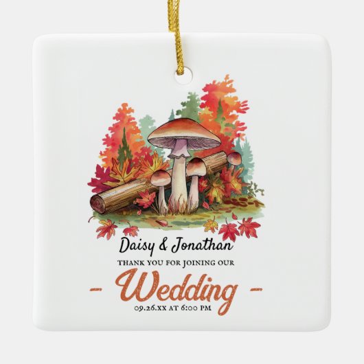 Herfstthema met champignon waterverf bruiloft keramisch ornament (Voorkant)