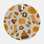 Herfstthema Naadloze Tegel Pattern Glas Ornament (Achterkant)