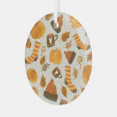Herfstthema Naadloze Tegel Pattern Glas Ornament (Voorkant links)