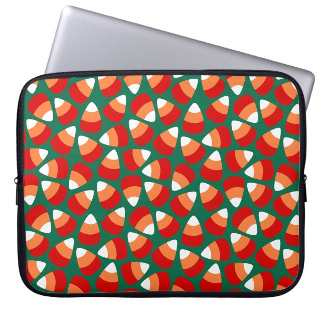 Herfstthema Snoep Mais op Groen Laptop Sleeve (Voorkant)