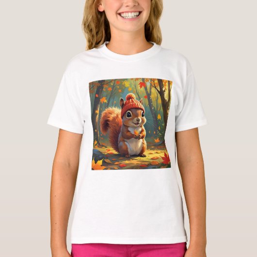 Herfstthema T-shirt | Herfst eekhoorn (Voorkant)