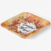 Herfstthema Thanksgiving met bloemenpompoenen Papieren Bordje (Gebogen)