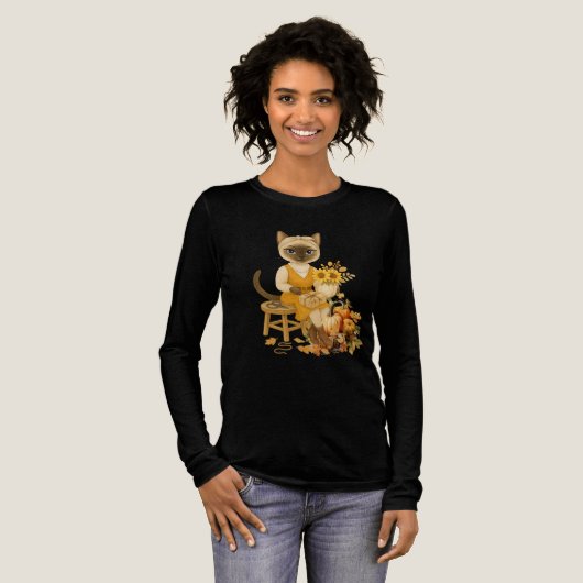 Herfstthema Thanksgiving met Cat Tri-Blend Shirt (Voorkant)