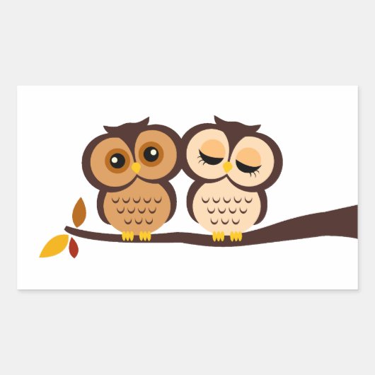 Herfstthema Uilen Bruiloft Rechthoekige Sticker (Voorkant)