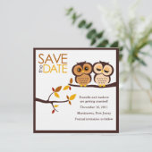 Herfstthema Uilen Bruiloft Save The Date (Staand voorkant)