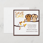 Herfstthema Uilen Bruiloft Save The Date (Voorkant / Achterkant)