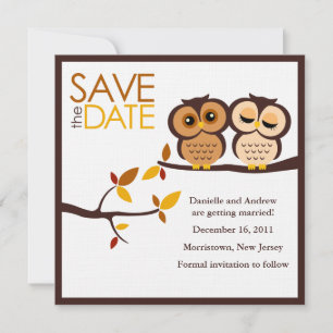 Herfstthema Uilen Bruiloft Save The Date