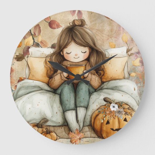 Herfstthema, warme en gezellige wandklok (Voorkant)