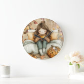 Herfstthema, warme en gezellige wandklok (Huis)