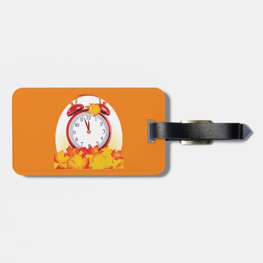 Herfsttijd verandering herfstbladeren en retro klo bagagelabel (Achterkant horizontaal)