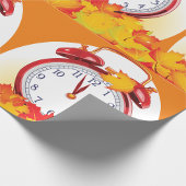 Herfsttijd verandering herfstbladeren en retro klo cadeaupapier