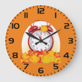 Herfsttijd verandering herfstbladeren en retro klo grote klok (Voorkant)