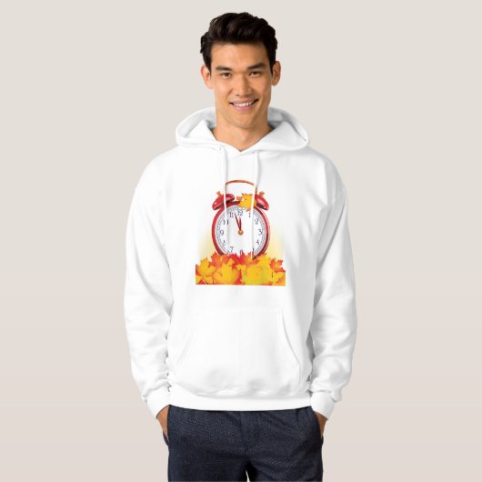 Herfsttijd verandering herfstbladeren en retro klo hoodie (Voorkant volledig)