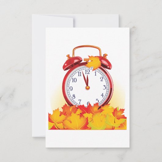 Herfsttijd verandering herfstbladeren en retro klo kaart (Voorkant)