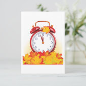 Herfsttijd verandering herfstbladeren en retro klo kaart (Staand voorkant)