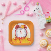 Herfsttijd verandering herfstbladeren en retro klo papieren bordje (Feest)