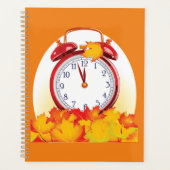 Herfsttijd verandering herfstbladeren en retro klo planner (Voorkant)