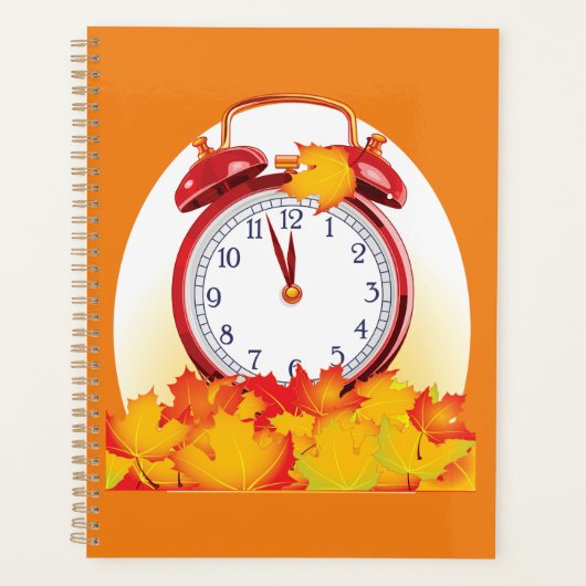 Herfsttijd verandering herfstbladeren en retro klo planner (Voorkant)