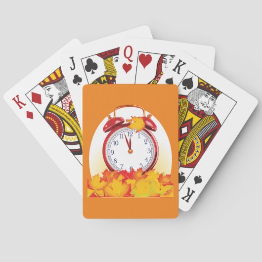 Herfsttijd verandering herfstbladeren en retro klo pokerkaarten (Achterkant)