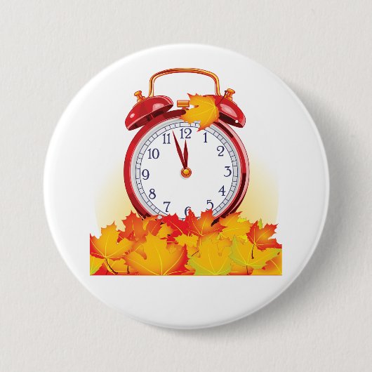 Herfsttijd verandering herfstbladeren en retro klo ronde button 7,6 cm (Voorkant)