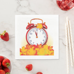 Herfsttijd verandering herfstbladeren en retro klo servet