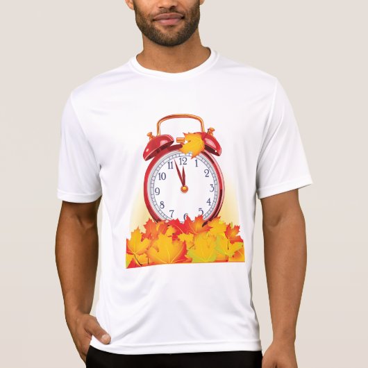 Herfsttijd verandering herfstbladeren en retro klo t-shirt (Voorkant)