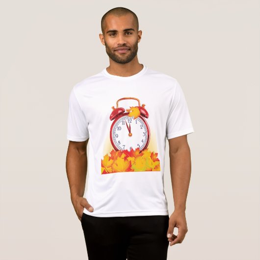 Herfsttijd verandering herfstbladeren en retro klo t-shirt (Voorkant volledig)