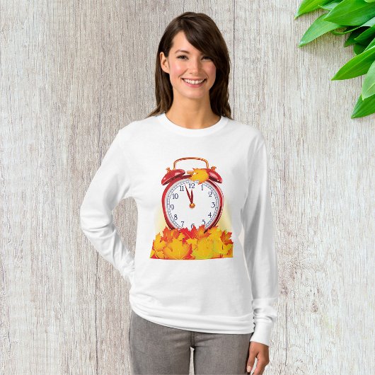 Herfsttijd verandering herfstbladeren en retro klo t-shirt
