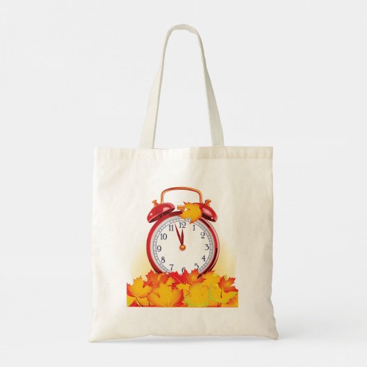 Herfsttijd verandering herfstbladeren en retro klo tote bag (Achterkant)