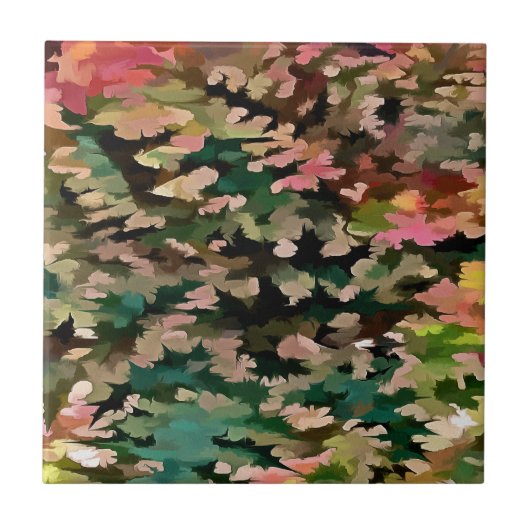 Herfsttinten Camouflagepatroon Tegeltje (Voorkant)