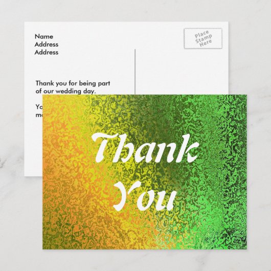 Herfsttinten Groen Geel Bedankt Bruiloft Briefkaar Briefkaart (Voorkant / Achterkant)