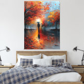 Herfsttinten op Rainy Boulevard Canvas Afdruk (Insitu (Slaapkamer))