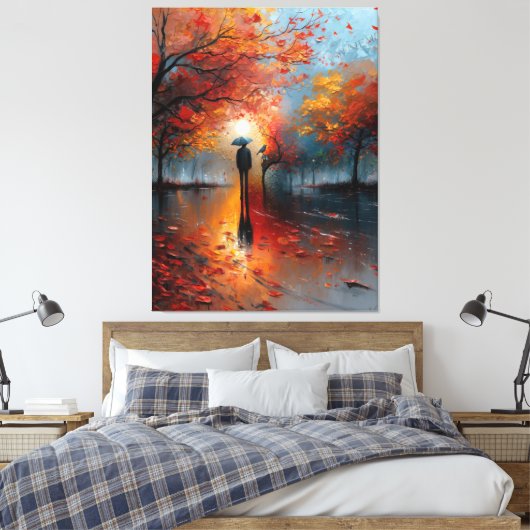 Herfsttinten op Rainy Boulevard Canvas Afdruk (Insitu (Slaapkamer))