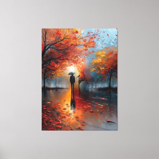 Herfsttinten op Rainy Boulevard Canvas Afdruk (Voorkant)