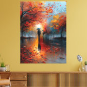 Herfsttinten op Rainy Boulevard Canvas Afdruk (Insitu (Woonkamer))