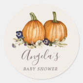 herfsttones pumpkin - baby shower klassiek rou ronde sticker (Voorkant)