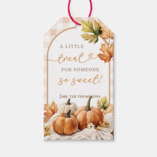 Herfsttraktatie voor iemand Pumpkin Gift Label Cadeaulabel (Voorkant)