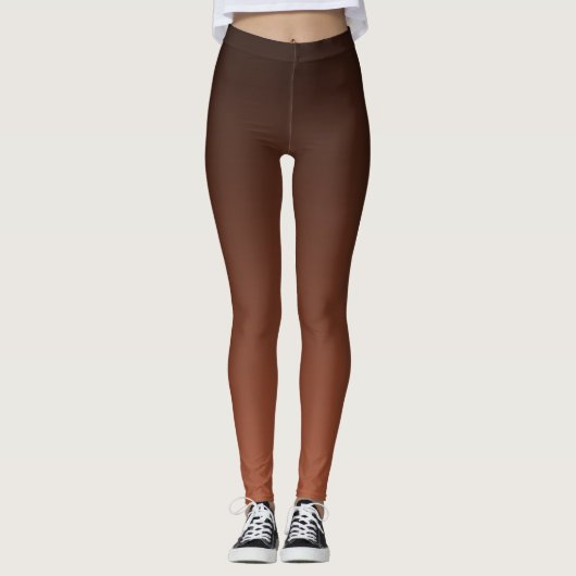 Herfsttrend Kleur Burnt Copper Ombre Leggings (Voorkant)