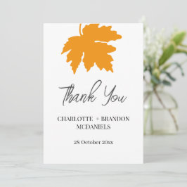 Herfsttrouw Dank Je Met Gele Esdoornblad Bedankkaart