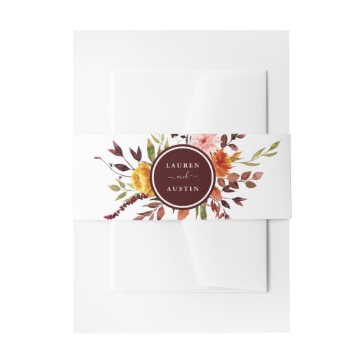 Herfsttuin Bourgondië Aquarel Bruiloft Uitnodigingen Wikkel (Voorkant Voorbeeld)
