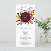 Herfsttuin Bourgondië Aquarel Trouwprogramma Programmakaart (Staand voorkant)