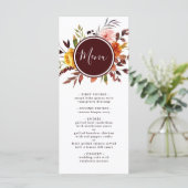 Herfsttuin Bourgondië Waterverf Bruiloft Menu (Staand voorkant)