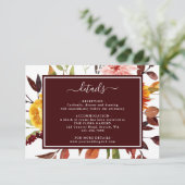 Herfsttuin Bourgondië Waterverf Trouwdetails Informatiekaartje (Staand voorkant)