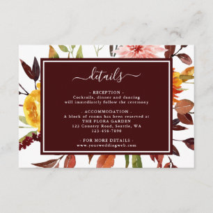 Herfsttuin Bourgondië Waterverf Trouwdetails Informatiekaartje