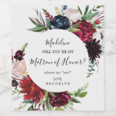 Herfsttuin | Burgundy Getuige Voorstel Wijn Etiket (Enkel label)