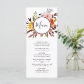 Herfsttuin Marsala Aquarel Bruiloft Menu (Staand voorkant)