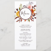 Herfsttuin Marsala Aquarel Bruiloft Menu (Voorkant)