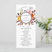 Herfsttuin Marsala Aquarel Bruiloft Programmakaart (Staand voorkant)
