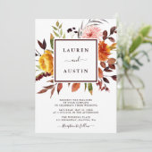 Herfsttuin Marsala Waterverf bruiloft Kaart (Staand voorkant)