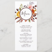 Herfsttuin Marsala Waterverf bruiloft Menu (Voorkant)